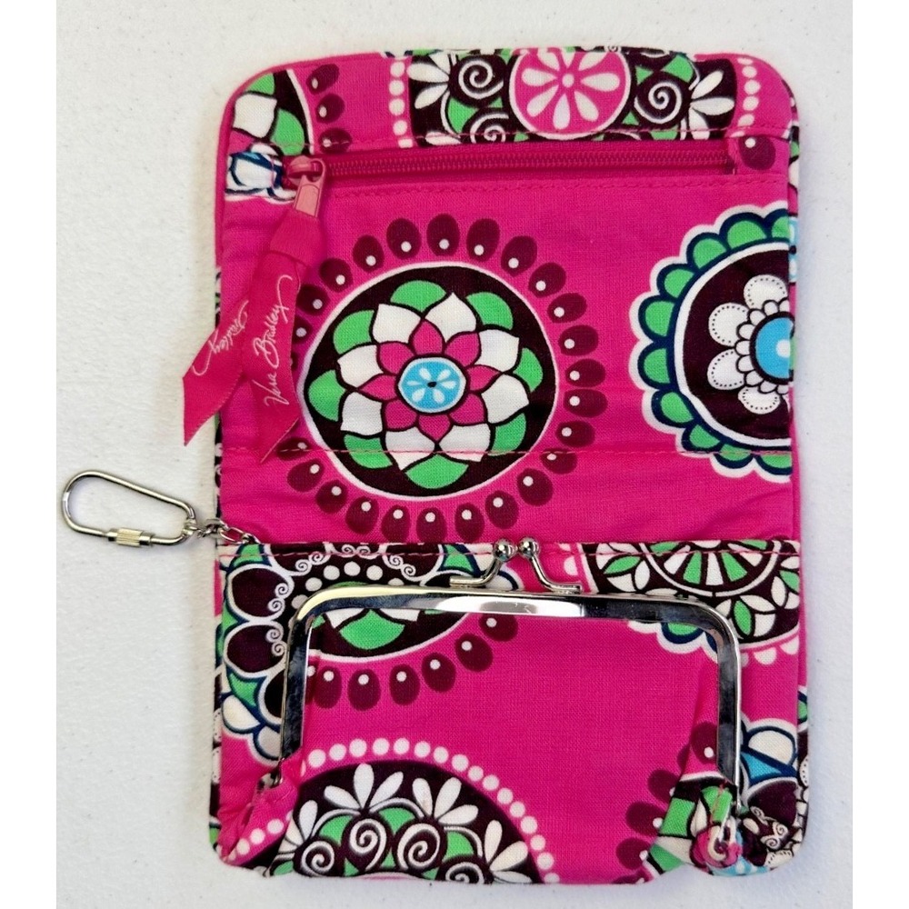 Vera Bradley Cupcakes Pink Cotton Compact Wallet Kiss Lock Key Clip Coquette Y2K